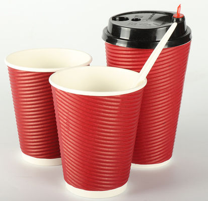 copos biodegradáveis do papel de embalagem da parede dobro descartável do chá do leite 16oz