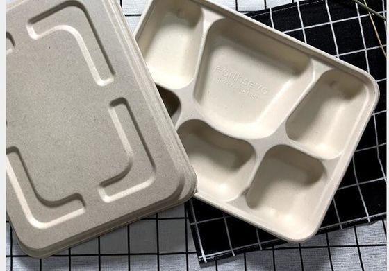Trigo Degradable Straw Disposable Lunch Box dos utensílios de mesa do compartimento de FDA 6