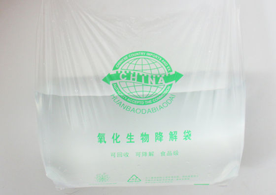 Saco de compras plástico descartável biodegradável do t-shirt dos bens de EN13432 18x58cm