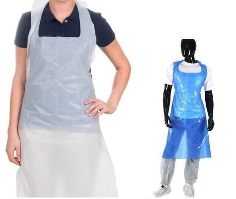 Aventais descartáveis biodegradáveis da cozinha do restaurante, avental plástico azul do CPE do PE