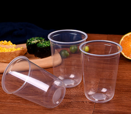 copo em forma de u plástico dos PP do alimento da bolha 95-700ml com suco de fruto do chá do leite