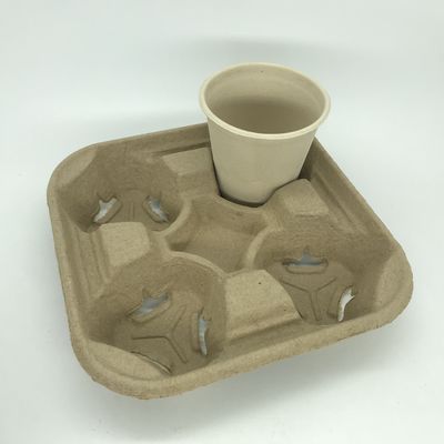 Os portadores do copo de papel de Tray Biodegradable Pulp 2&amp;4 do copo de café para levam embora o transporte