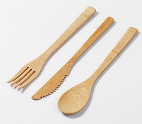 A cutelaria de bambu descartável da colher da forquilha da faca ajusta-se para a exportação ocidental do bife