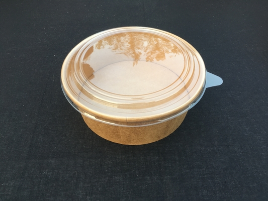 bacia de salada do papel de embalagem de 165*145*66cm 34oz com o revestimento amigável do Pe de Eco da tampa clara