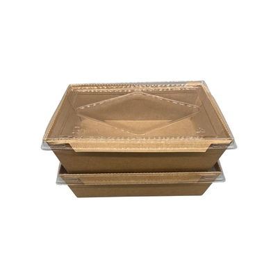 caixa de empacotamento do sushi de papel descartável de 500ml 700ml 900ml 1200ml com tampa transparente