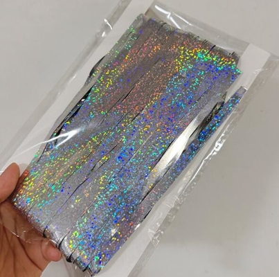 Cortina de porta de seda de chuva prateada laser decorativa 1x2m festa de aniversário de casamento com fita adesiva de dois lados