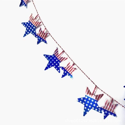 Grande estrela de cinco pontas decoração da bandeira americana coroa de flores árvore de Natal ornamento, Wire Wreath