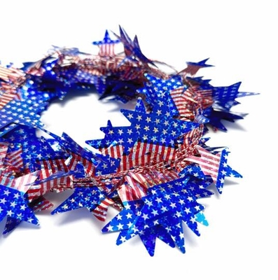 Grande estrela de cinco pontas decoração da bandeira americana coroa de flores árvore de Natal ornamento, Wire Wreath
