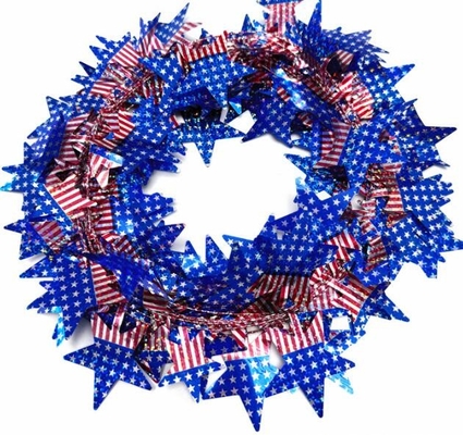 Grande estrela de cinco pontas decoração da bandeira americana coroa de flores árvore de Natal ornamento, Wire Wreath