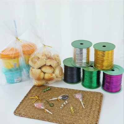 Fios de gravata de flores, rolo de gravata de embalagem de alimentos, corda colorida para fechar o presente 300,400 metros de gravata de ouro e prata