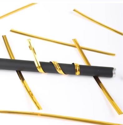8cm de espiral metálico amarelo Twist Tie para pão e presente Twist Ties para embalagem de padaria