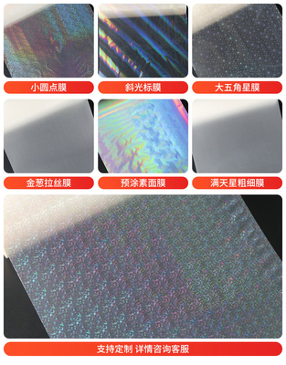 Película de laminação transparente holográfica térmica para caixas de papel laminado