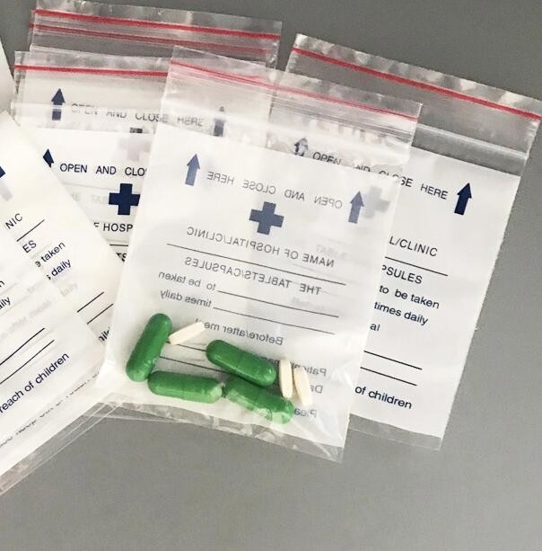 Filtro de embalagem transparente com fecho de bolso duplo plástico líquido ecológico Biohazard Biohazard Saco de vedação patológica de PE médico
