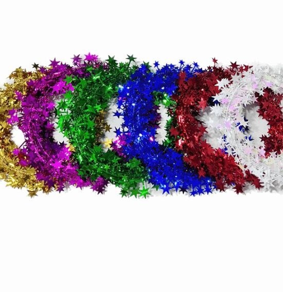 Coral de decoração de Natal estrela de cinco pontas flor de estrela de ouro rattan fio multicolor coroa