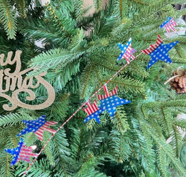 Grande estrela de cinco pontas decoração da bandeira americana coroa de flores árvore de Natal ornamento, Wire Wreath