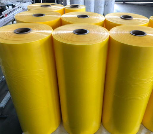 Cores amarelo PE Retracção térmica / LLDPE filme de alongamento para embalagem garrafa / embalagem de bebidas protetor